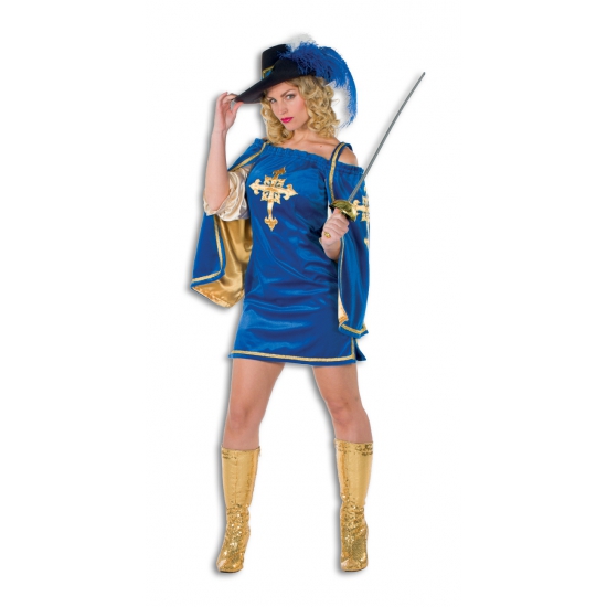 Verkleedkleding Blauw musketiers jurkje voor dames