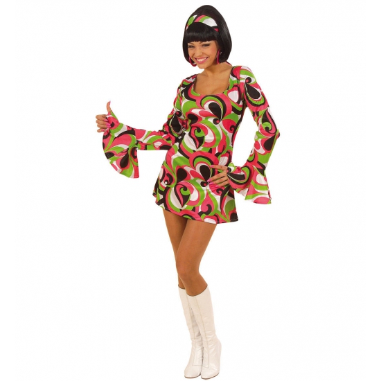 Verkleedkleding Gekleurd hippie jurkje voor dames