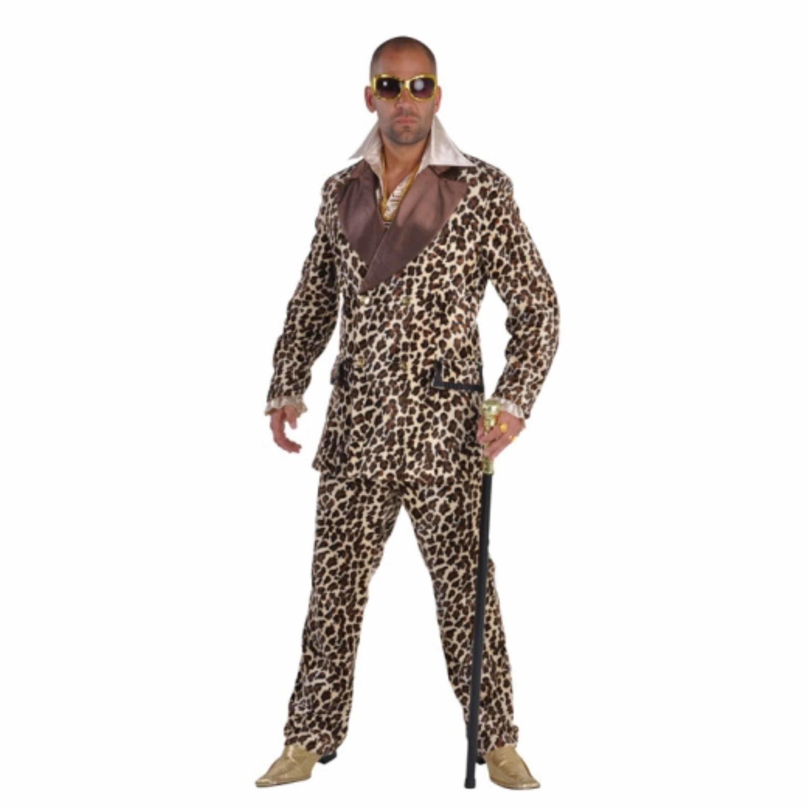 Verkleedkleding Luxe pimp kostuum met luipaardprint