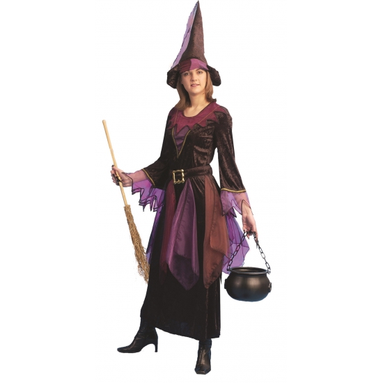 Verkleedkleding Paarse heksen jurk inclusief hoed