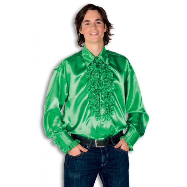 Verkleedkleding Rouche overhemd voor heren groen