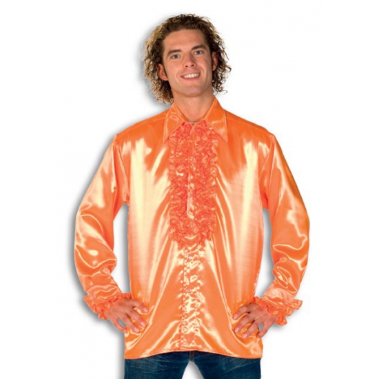 Verkleedkleding Rouche overhemd voor heren oranje