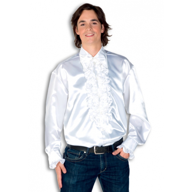 Verkleedkleding Rouche overhemd voor heren wit