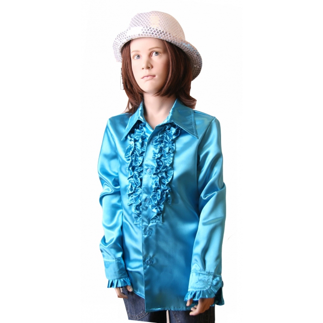 Verkleedkleding Rouches blouse blauw voor kids