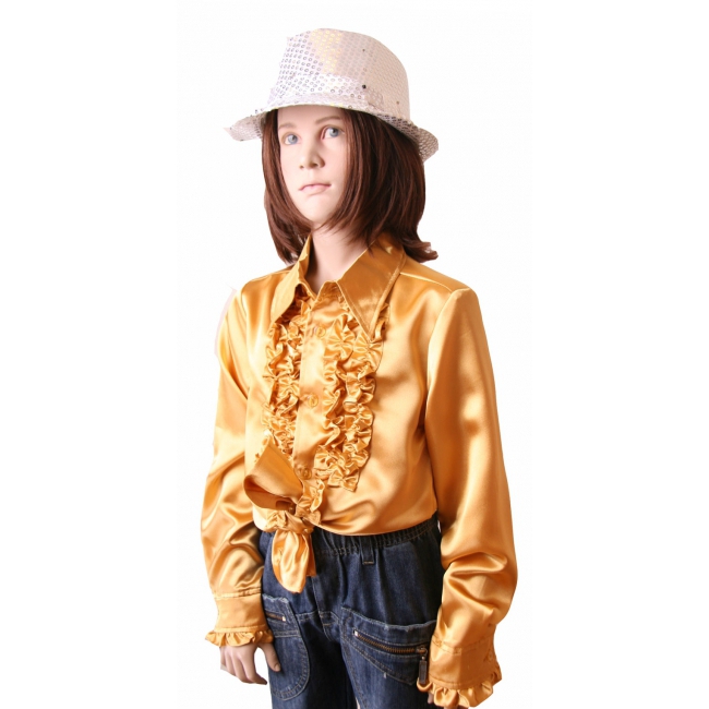 Verkleedkleding Rouches blouse goud voor kids