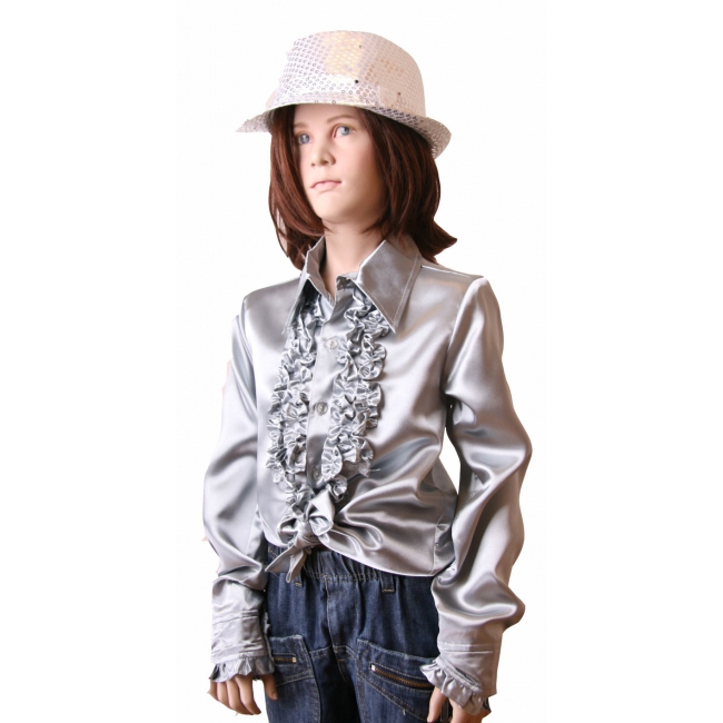 Verkleedkleding Rouches blouse zilver voor kids