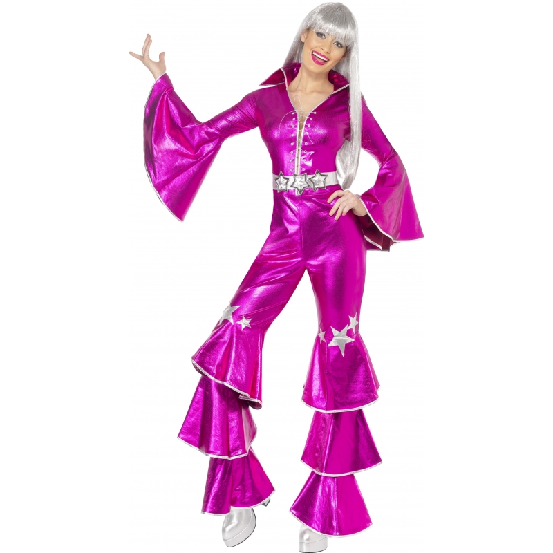 Verkleedkleding Roze Dancing Queen kostuum 70s