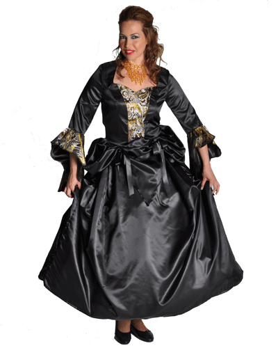 Verkleedkleding Zwarte luxe hertogin jurk