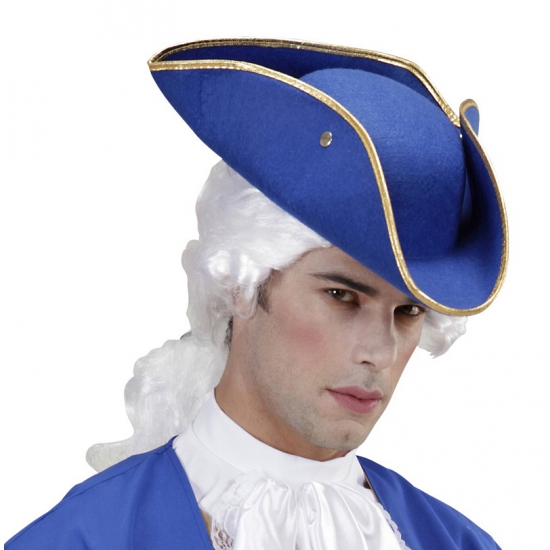 Vilten piraten hoed blauw driehoekig