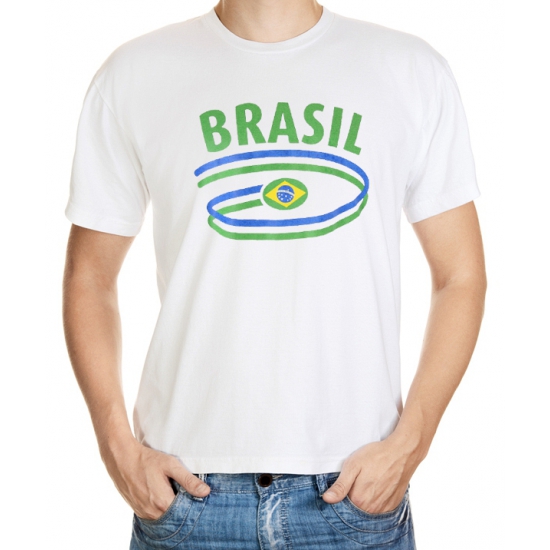 Vlaggen t-shirt Brazilie voor heren