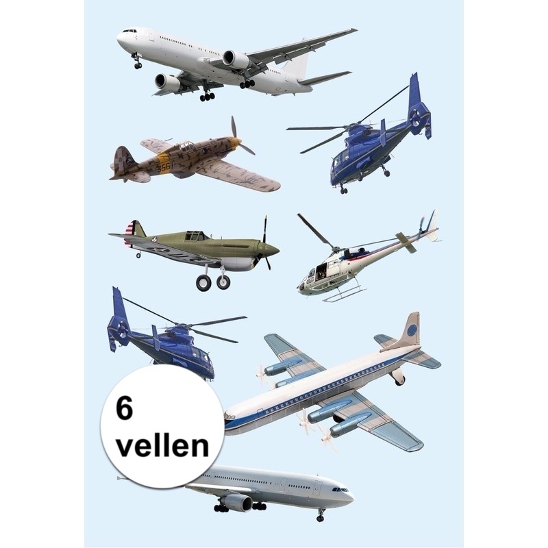 Vliegtuigen stickers 6 vellen