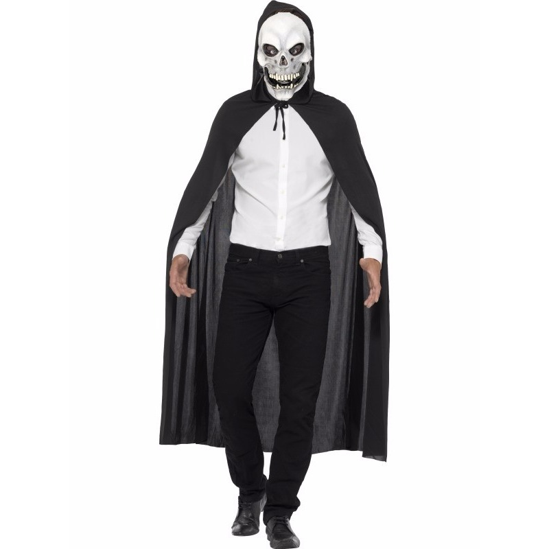 Voordelig Halloween kostuum skelet cape en masker