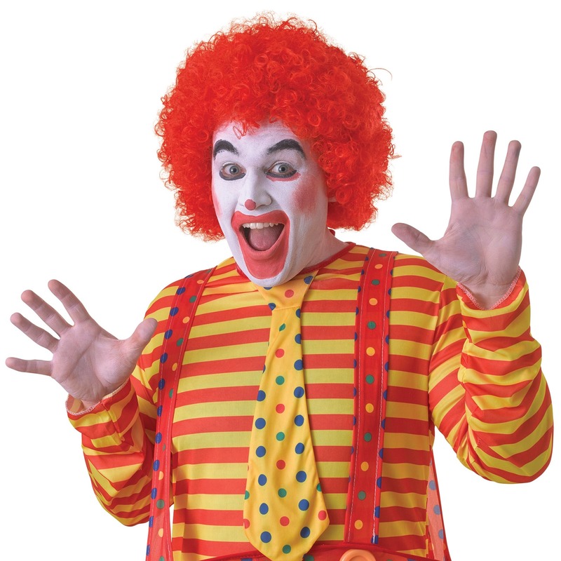 Voordelige rode clowns pruik voor volwassenen