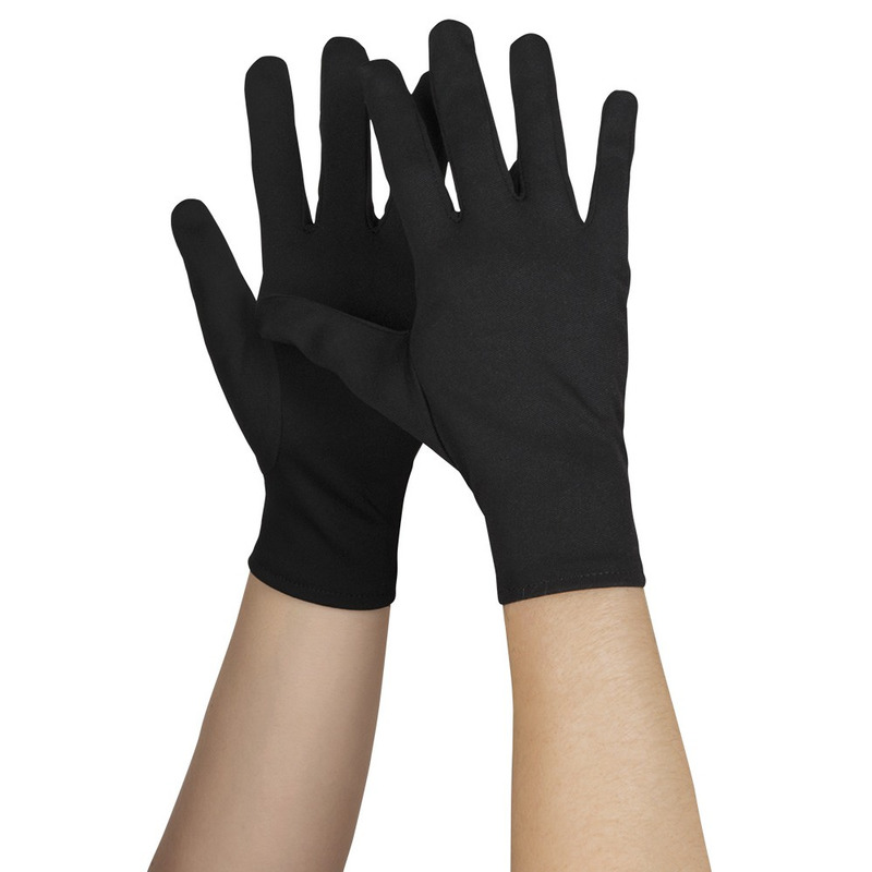Voordelige zwarte verkleed handschoenen kort voor volwassenen