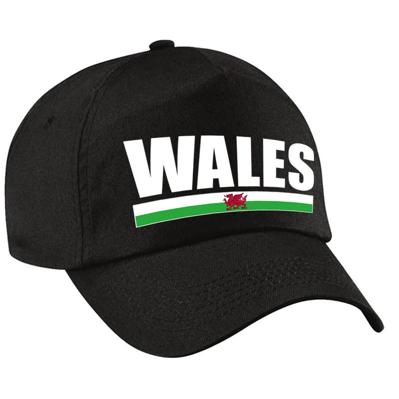 Wales supporter pet - cap Verenigd Koninkrijk zwart volwassenen