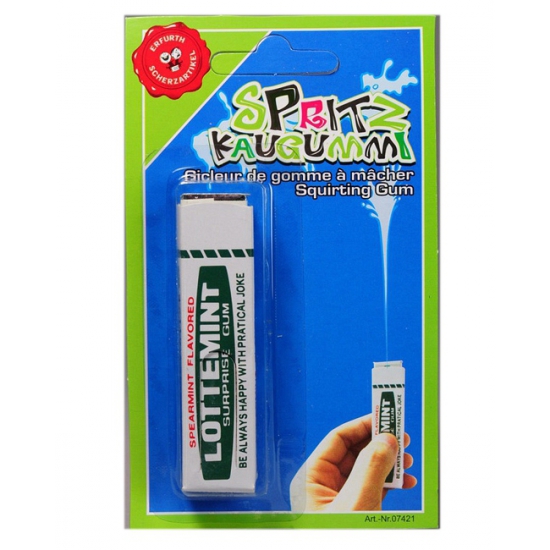 Water spuitend pakje kauwgom fopartikelen 1 april