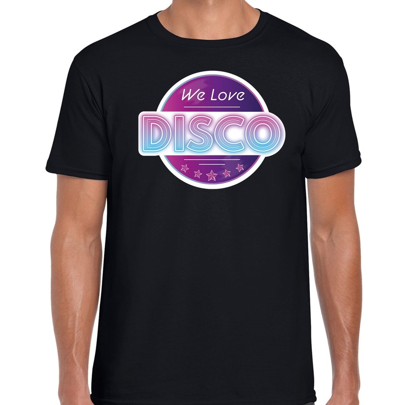 We love disco feest t-shirt zwart voor heren