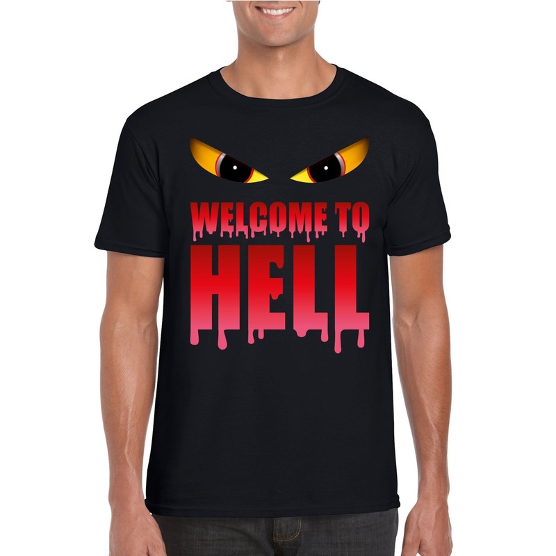 Welcome to hell Halloween Duivel t-shirt zwart heren
