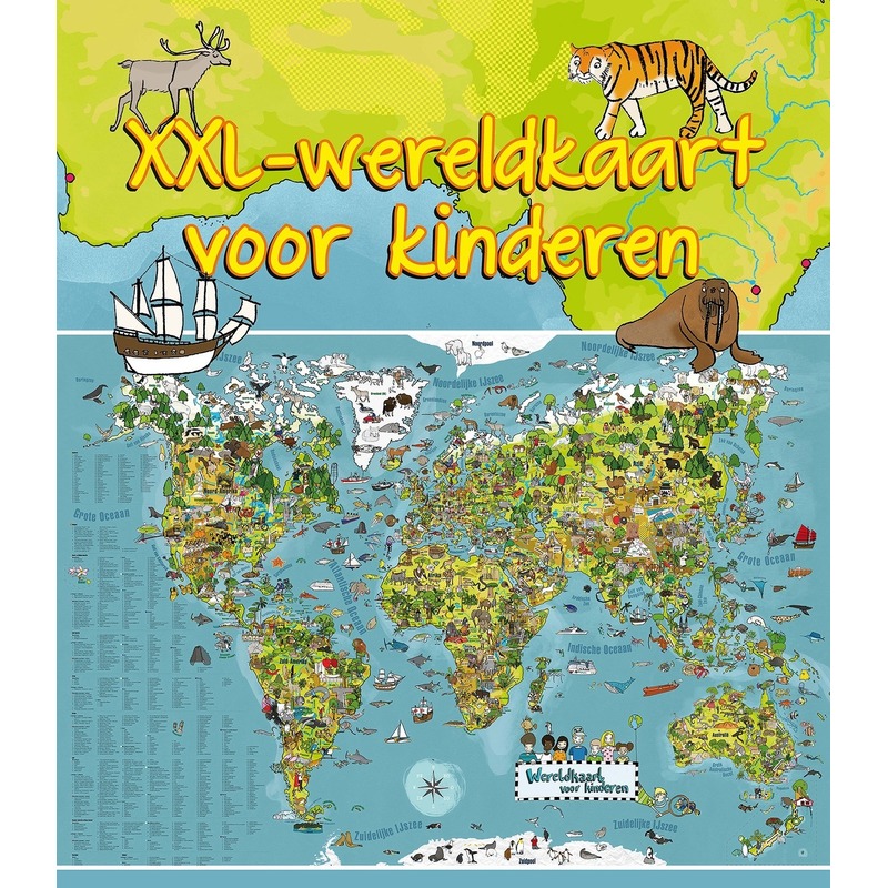 Wereldkaart dieren XXL voor kinderen