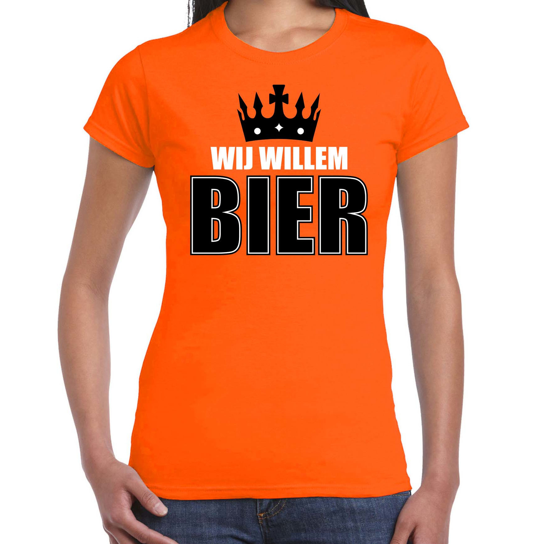 Wij Willem bier t-shirt oranje voor dames - Koningsdag shirts