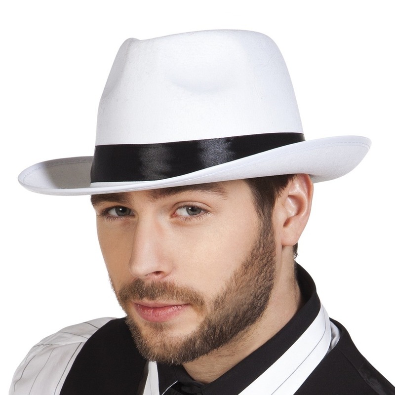 Witte maffia gangster verkleed hoed voor volwassenen