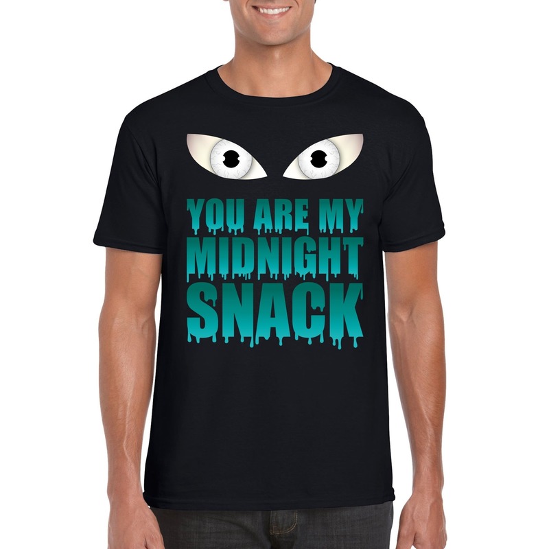 You are my midnight snack Halloween zombie t-shirt zwart heren