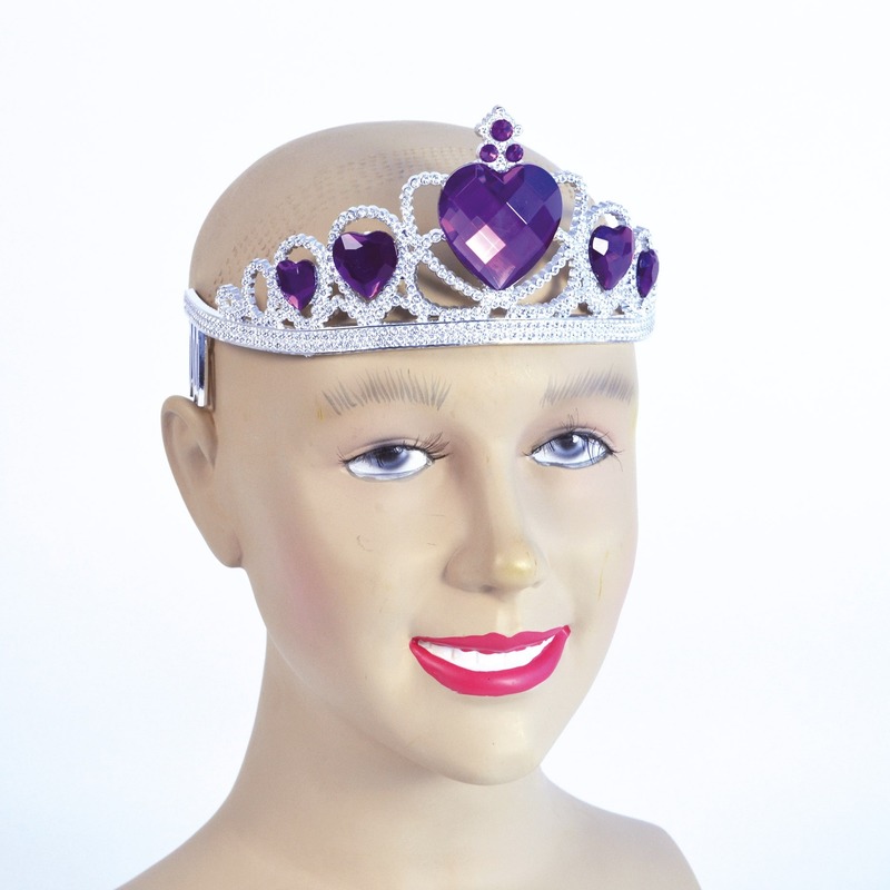 Zilveren tiara met paarse stenen
