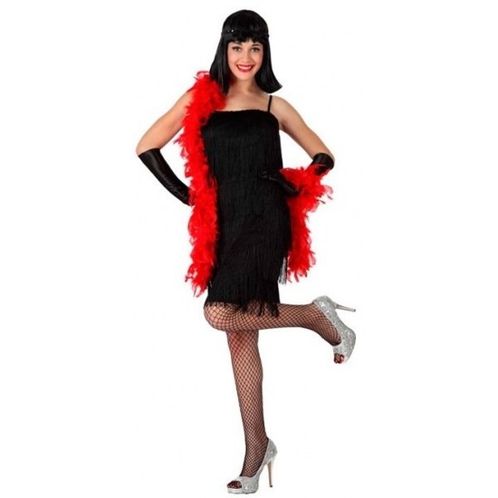 Zwart charleston flapper verkleed jurkje voor dames