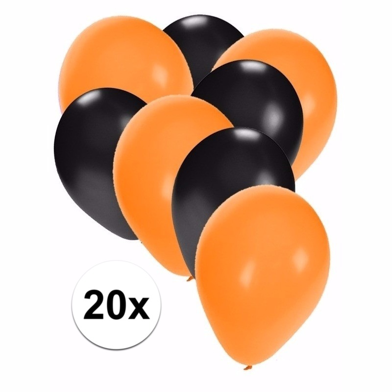 Zwart en oranje Halloween ballonnen 20 stuks