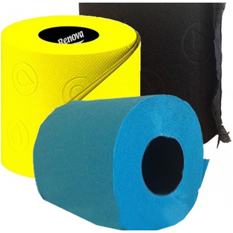Zwart/geel/turquoise wc papier rol pakket