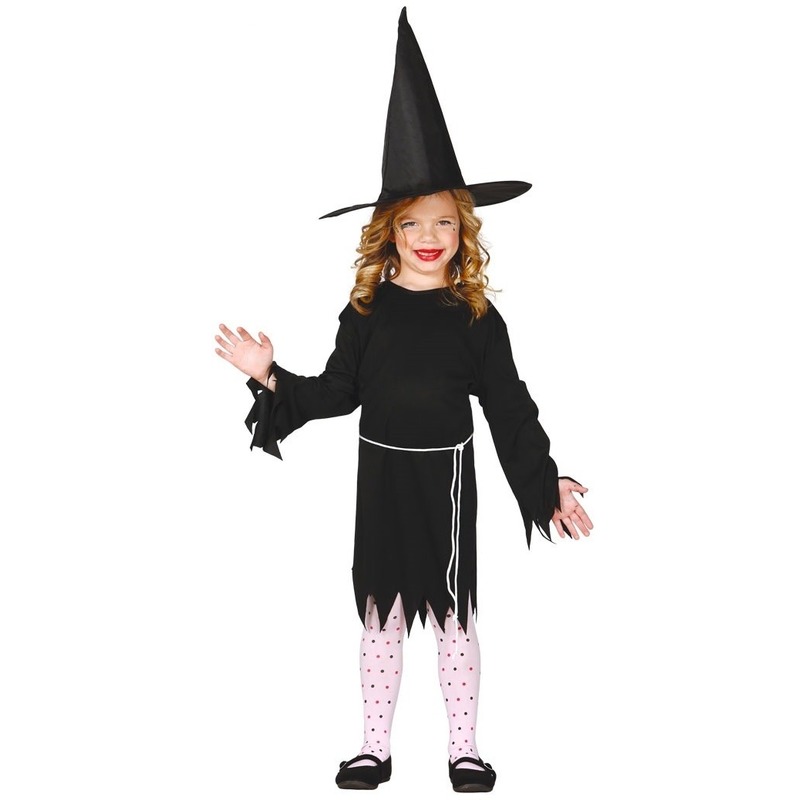 Zwart heksen kostuum budget voor meisjes