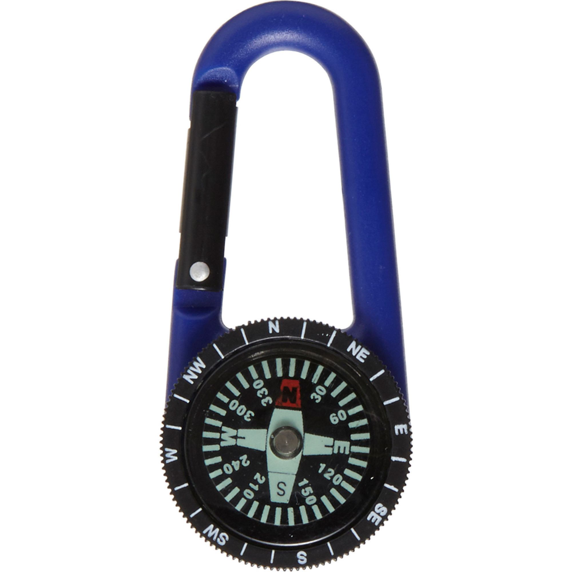 Zwart kompas met blauwe karabijnhaak