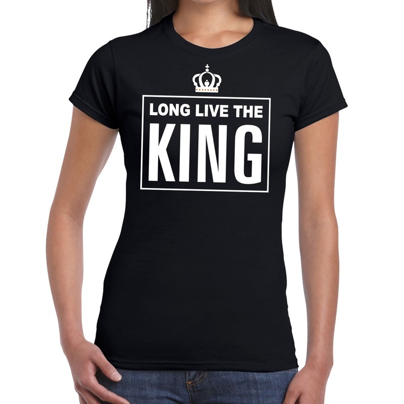 Zwart Long live the King Engels t-shirt dames