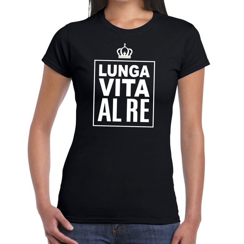 Zwart Lunga vita al Re Italiaans t-shirt dames