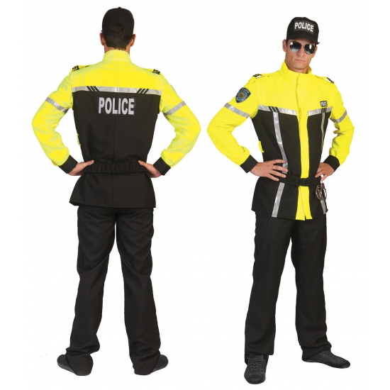 Zwart met geel politiepak voor heren