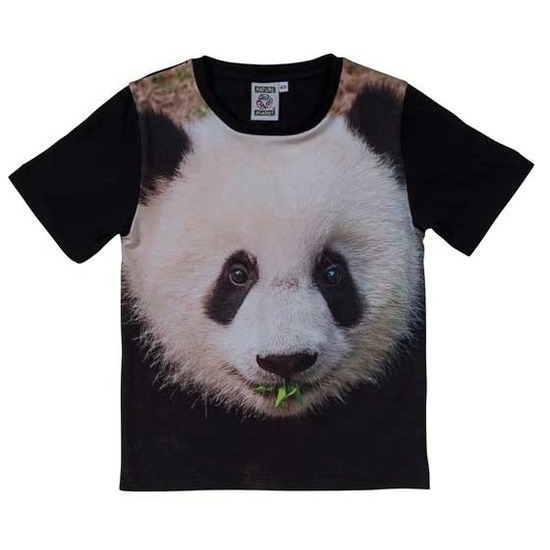 Zwart t-shirt met panda beer voor kinderen
