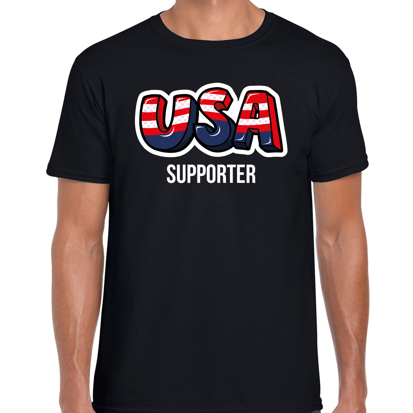 Zwart t-shirt usa / Amerika supporter EK/ WK voor heren