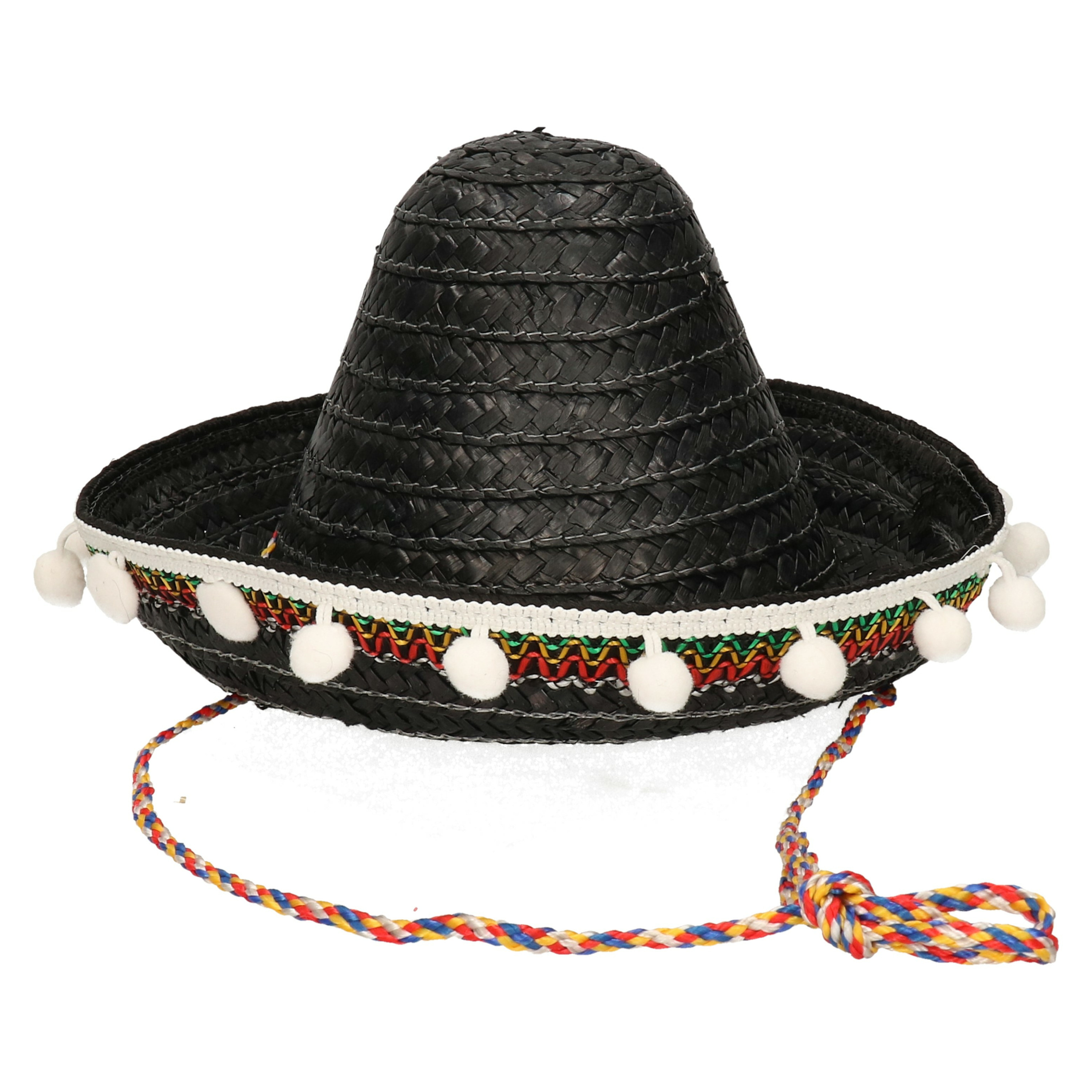 Zwarte Mexicaanse verkleed sombrero hoed 25 cm voor kinderen