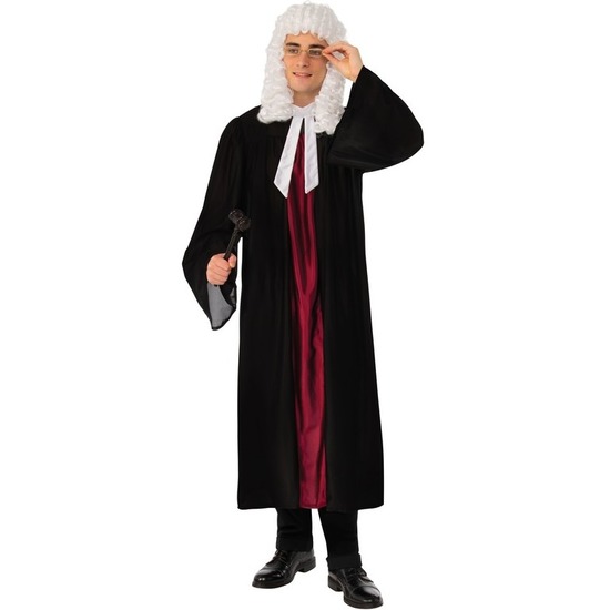 Zwarte/rode rechters toga verkleed kostuum voor dames/heren