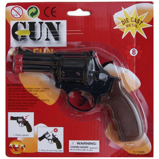 Zwarte speelgoed verkleed revolver/pistool 8 schoten