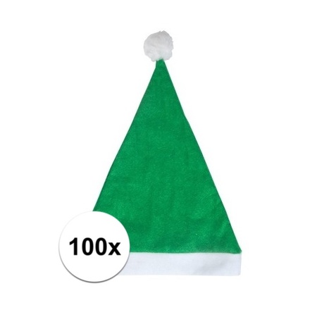100x Groene voordelige kerstmuts voor volwassenen