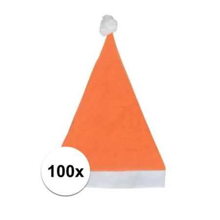 100x Orange budget Santa hat for adults