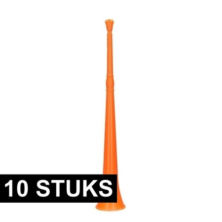 10x Orange vuvuzela 48 cm