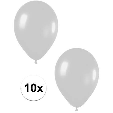 10x Zilveren metallic ballonnen 30 cm