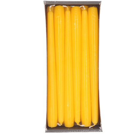 12x Yellow dining candles 25 cm 8 hours