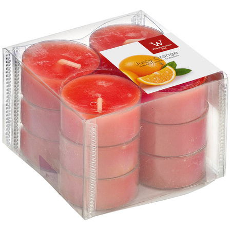 12x Scented tealights candles orange 4 hours