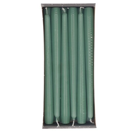 12x Green dining candles 25 cm 8 hours