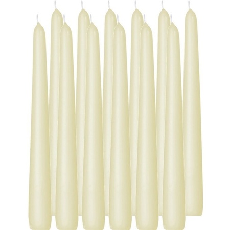 12x Ivory white dining candles 25 cm 8 hours