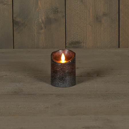 LED candles - set 2x - anthracite - H10 and H12,5 cm - flickering flame