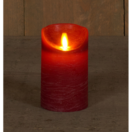1x Bordeaux rode LED kaarsen / stompkaarsen met bewegende vlam 12,5 